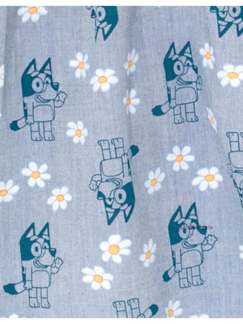Bluey Floral Chambray Skater Dress, Short Sleeve, Pull-On, Kids - Picture 4 of 4